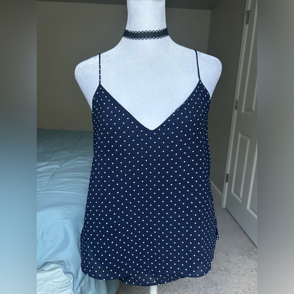 Vintage Style Navy Polka Dot Cami Top